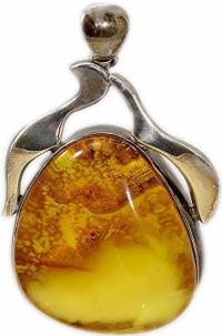 Freeform Amber Pendant with Detailing