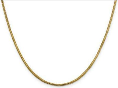 14k Solid Polished Lobster Claw Closure 2.2mm Round Snake Chain Necklace Lobster Claw