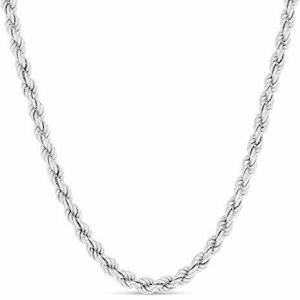 Sterling Silver Solid Diamond-Cut Chain Necklace 6MM- 925 Braided Twist Italian Necklace