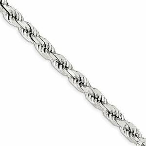 Sterling Silver 8.00mm Diamond-cut Rope Design Chain
