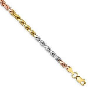Jewelry Bracelets Chain Styles 14k Tri-Color 4mm Rope Design Chain