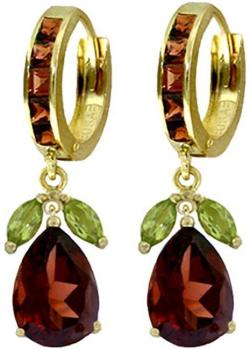 14.3 CTW 14K Solid Gold Ecstacy Garnet Peridot Earrings