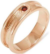 18k Rose Gold Natural Garnet Mens Band Ring