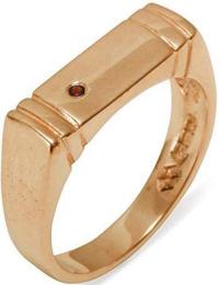18k Rose Gold Natural Garnet Mens Band Ring