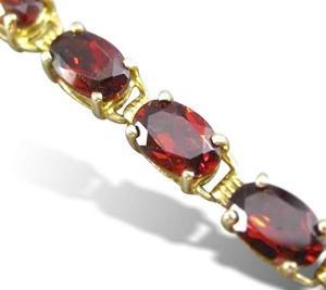 5.20CT AAA Oval Garnet 14K Yellow Gold 3D Classic 4 Prong Tennis Bracelet