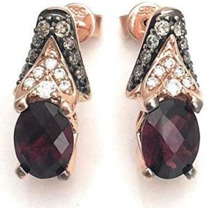 LeVian Garnet Chocolate and Vanilla Diamonds 3 cttw Earrings 14k Solid Rose Gold