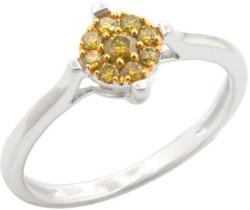 Round Brilliant Cut Yellow Color Diamond Cluster Ring