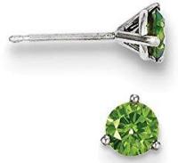 14k White Gold 0.75ct Green Diamond Stud Earrings