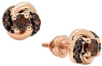 0.45 Carat (ctw) 14K Rose Gold Round Champagne Diamond Ladies Orbit Frame Stud Earrings