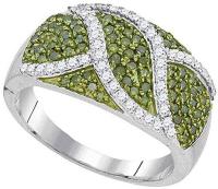 10k White Gold Green Diamond Fashion Ring