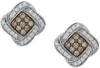 Champagne and White Pave Diamond Fashion Stud Earrings .40ct