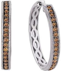 Chocolate Diamond Hoop Earrings in 14k White Gold