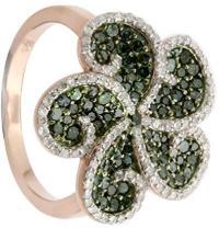 Goldenstar 1.22Ct. Green & White Diamond Ring, 10k Gold Ring