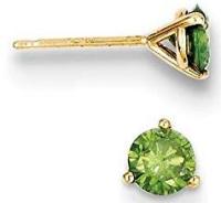 14k Yellow Gold .75ct. Green Diamond Stud Earrings