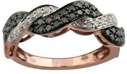 0.56Ct Green & White Diamond Twisted Ring, 14k Gold