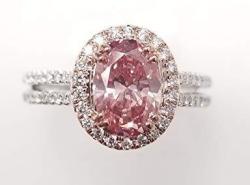 1.27 CT Oval SI2 ORANGY Pink Fancy Loose Diamond 18k Ring! GIA