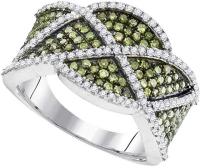 10kt White Gold Womens Round Green Color Enhanced Diamond Band Ring 1.00 Cttw