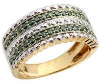 Goldenstar 0.51Ct Green Diamond Fancy Ring, 10k Gold Ring