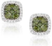 14k White Gold 0.75ct Green Diamond Stud Earrings