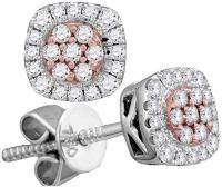 Pink Diamond Cluster Stud Earrings in 18k White Gold