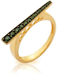 0.26 Carat Round Green Diamond Fancy Shaped Ring, 14k Yellow Gold Size 8.5