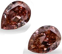 0.86 Carat Fancy Deep Orangy Pink Loose Diamond Natural Color Pear Pair GIA