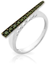 0.26 Carat Round Green Diamond Fancy Shaped Ring, 14k White Gold