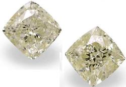 1.09Cts Light Green Yellow Loose Diamond Natural Color Cushion Cut Pair