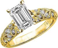 3 Ctw 14K Yellow Gold Vintage Channel Filigree Milgrain Emerald Cut GIA Certified Diamond Engagement Ring
