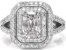 Double Halo Cushion GIA Diamond Platinum Engagement Ring