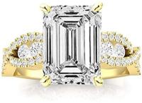 3 Ctw 14K Yellow Gold Designer Twisting Eternity Channel Set Four Prong Emerald Cut GIA Certified Diamond Engagement Ring