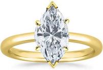GIA Certified 18K Yellow Gold Solitaire Marquise Cut Diamond Engagement Ring