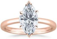 GIA Certified 18K Rose Gold Solitaire Marquise Cut Diamond Engagement Ring