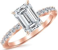 2.75 Ctw 14K Rose Gold Classic Side Stone Emerald Cut GIA Certified Diamond Engagement Ring