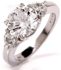 GIA F-SI1-2.89 Three Stone Diamond Engagement Platinum Ring