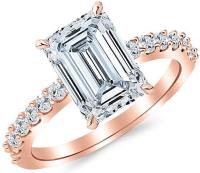 2.43 Ctw 14K Rose Gold GIA Certified Emerald Cut Classic Prong Set Diamond Engagement Ring