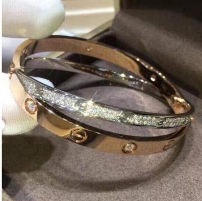 Cross Love Bracelet 14k White & Pink Gold 1.45ct Round Cut Pave Diamonds Womens Engagement Wedding Bracelet