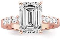 3 Ctw 14K Rose Gold GIA Certified Emerald Cut Classic Prong Set Diamond Engagement Ring