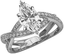 1.75 Ctw 14K White Gold Eternity Love Intertwine Twisting Split Shank Marquise Cut GIA Certified Diamond Engagement Ring