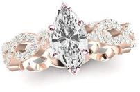 2.25 Ctw 14K White Gold GIA Certified Marquise Cut Eternity Love Twisting Split Shank Diamond Engagement Ring