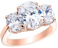 3 Three Stone Oval Diamond Engagement Ring 14K Rose Gold (H-I Color Ultra Premium)