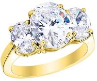3 Three Stone Oval Diamond Engagement Ring 14K Yellow Gold (H-I Color Ultra Premium)