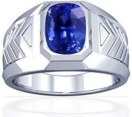 Platinum Cushion Cut Blue Sapphire Mens Ring