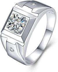 14k White Gold 6.50mm GH Round Moissanite Engagement Ring 