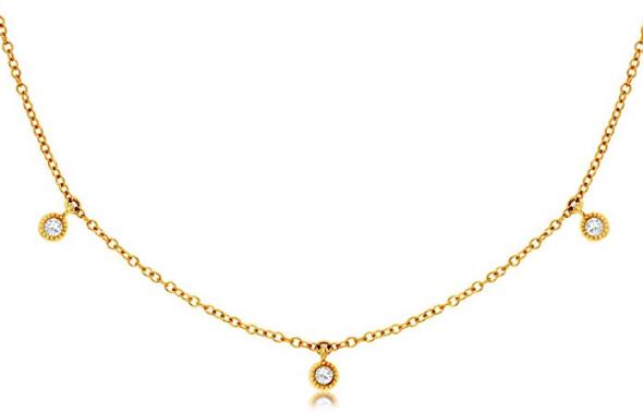 Milano Jewelers .14CT Diamond 14KT Yellow Gold Classic Three Stone by The Yard Necklace
