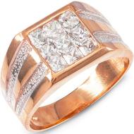 10k Rose Gold Perfect Square Top Invisible Set CZ Mens Gold Rings