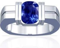Platinum Mens Ring With Bar Set 5.35ct. Rare Untreated Cushion Blue Sapphire