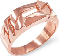 Figaro Link Chain Ring for Men in 10k Rose Gold