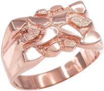 High Polish 10k Rose Gold Textured Nugget Ring for Men