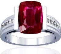 Platinum Mens Ring With 2.04ct. Untreated Cushion Ruby Accented By Diamonds